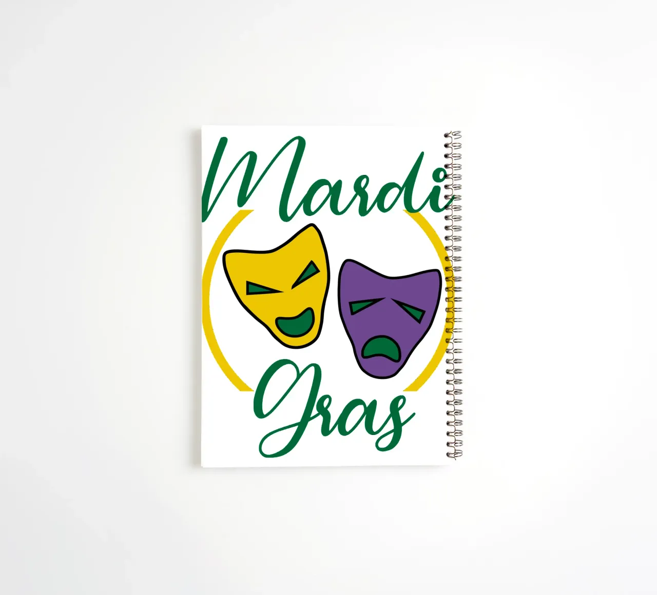 mardigras mask funny art design spiral notebook by onefeelshop