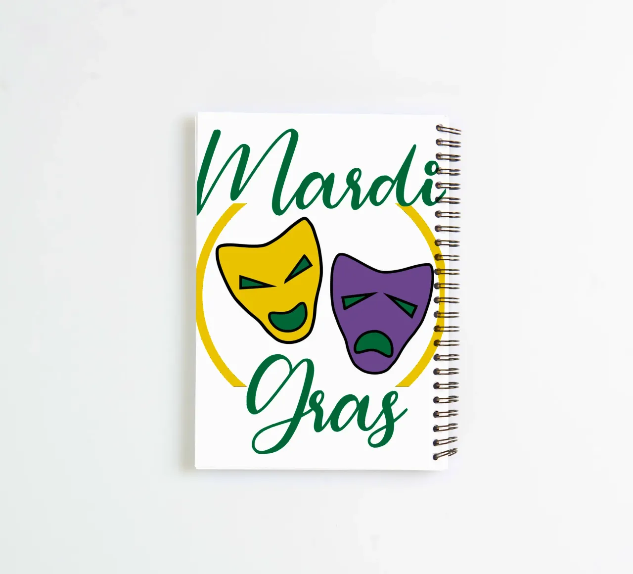 mardigras mask funny art design spiral notebook by onefeelshop