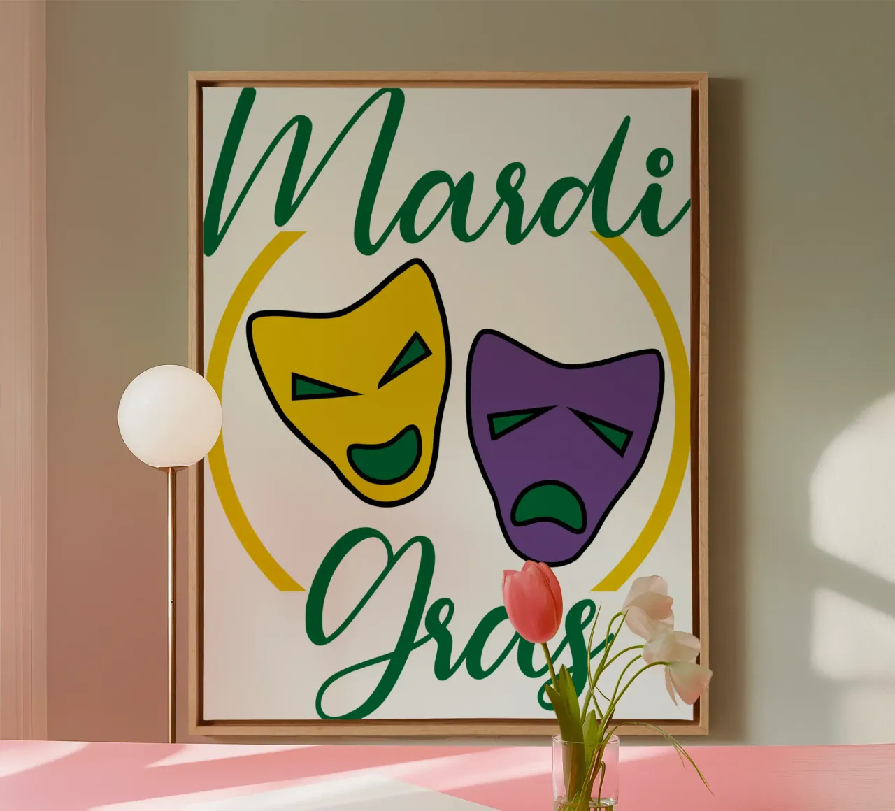 mardigras masker grappig art design canvas met Baklijst van onefeelshop