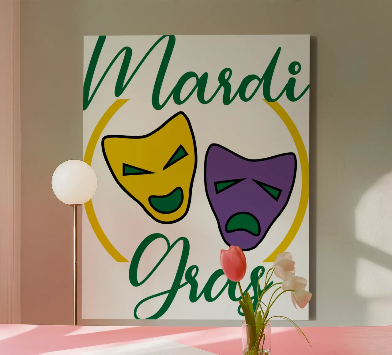 mardigras masker grappig art design canvas met Baklijst van onefeelshop