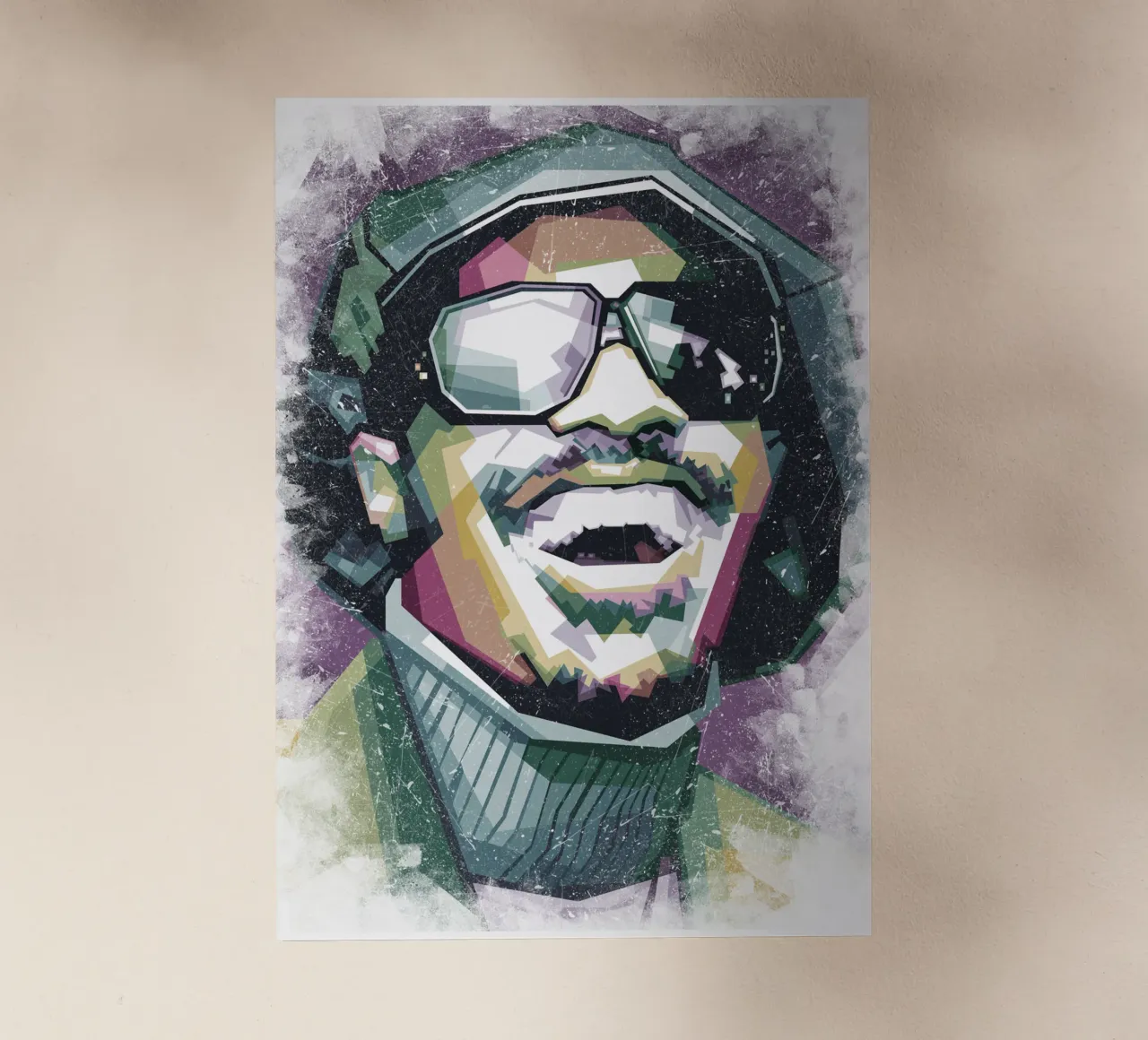 Stevie Wonder WPAP fanart pellicola backlit da Alkahfsmart