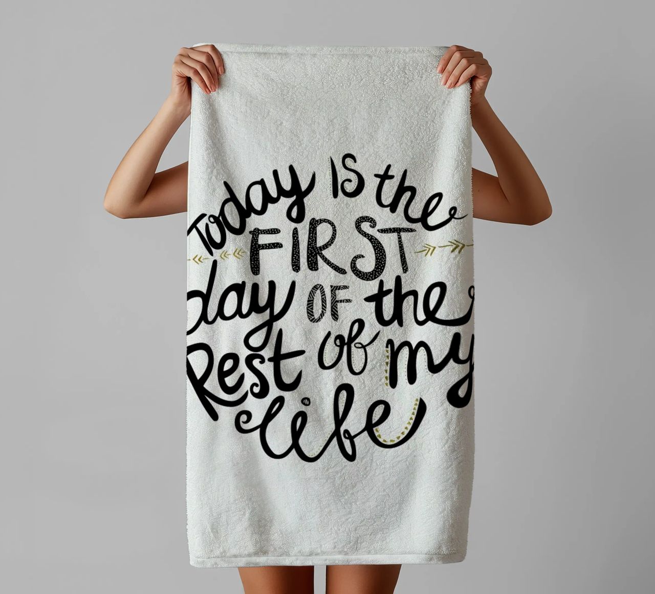 Today Is The First Day asciugamano da bagno da Pom Graphic Design
