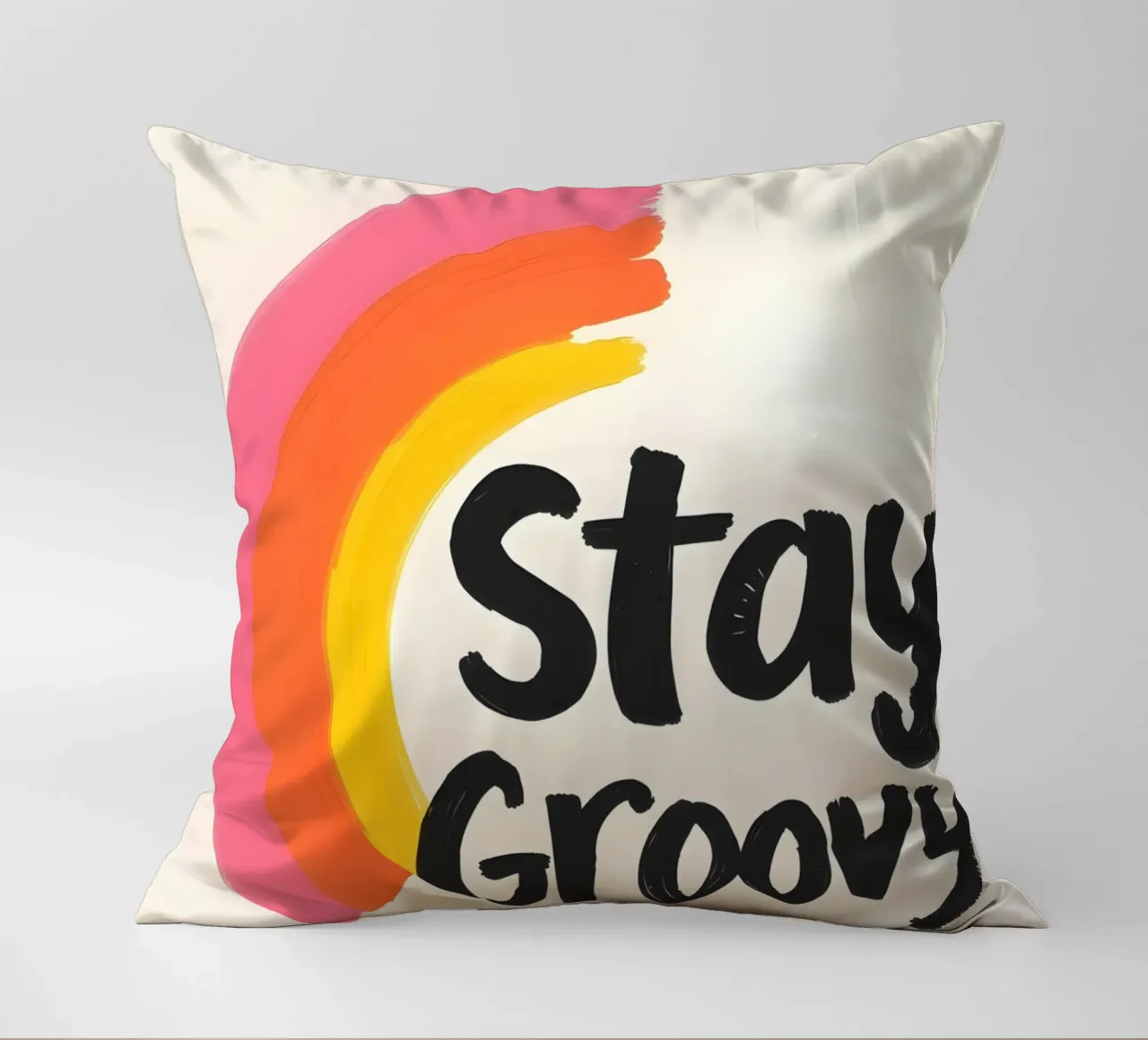 Stay Groovy - Design arcobaleno di ispirazione retrò cuscino da QuooodZ by MooodzArt