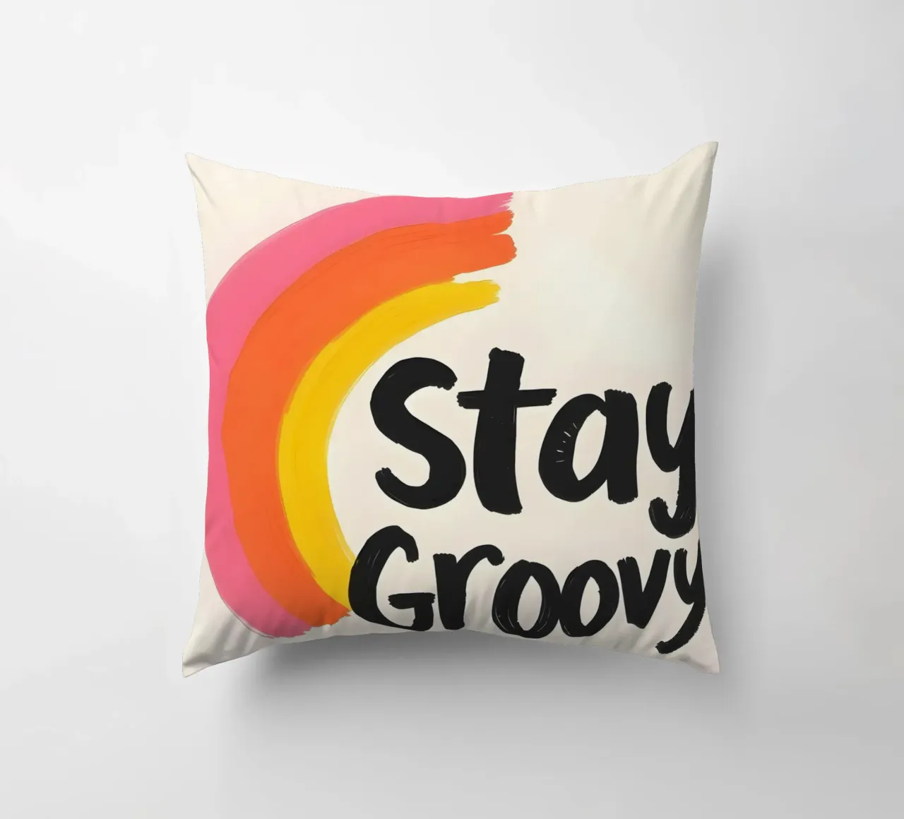 Stay Groovy - Design arcobaleno di ispirazione retrò cuscino da QuooodZ by MooodzArt