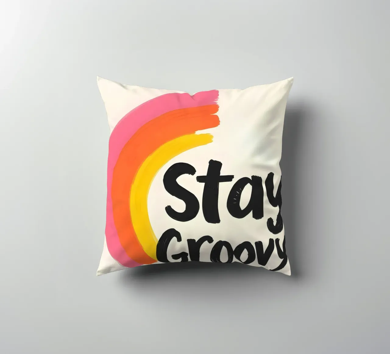 Stay Groovy - Design arcobaleno di ispirazione retrò cuscino da QuooodZ by MooodzArt