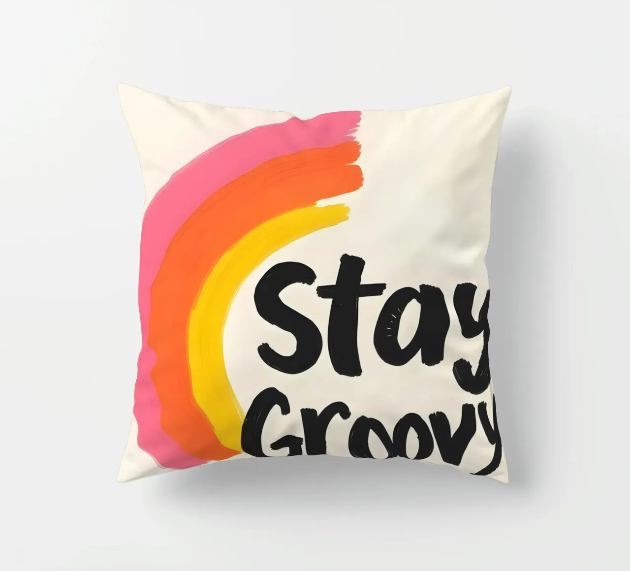 Stay Groovy - Design arcobaleno di ispirazione retrò cuscino da QuooodZ by MooodzArt