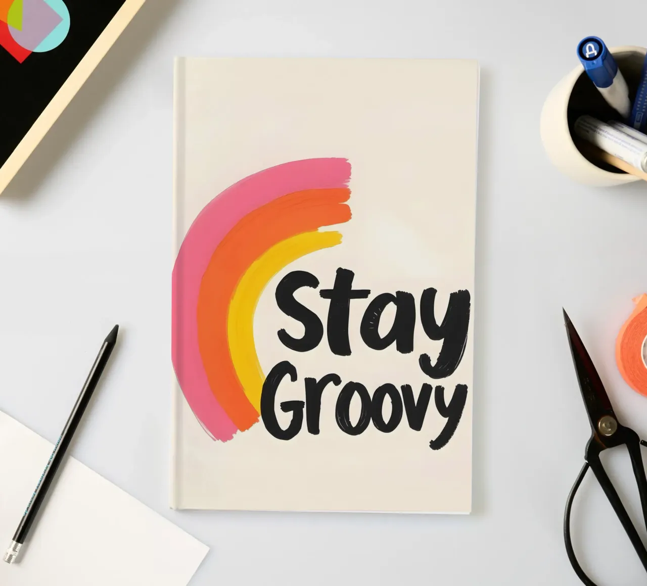 Stay Groovy - Design arcobaleno di ispirazione retrò diario da QuooodZ by MooodzArt