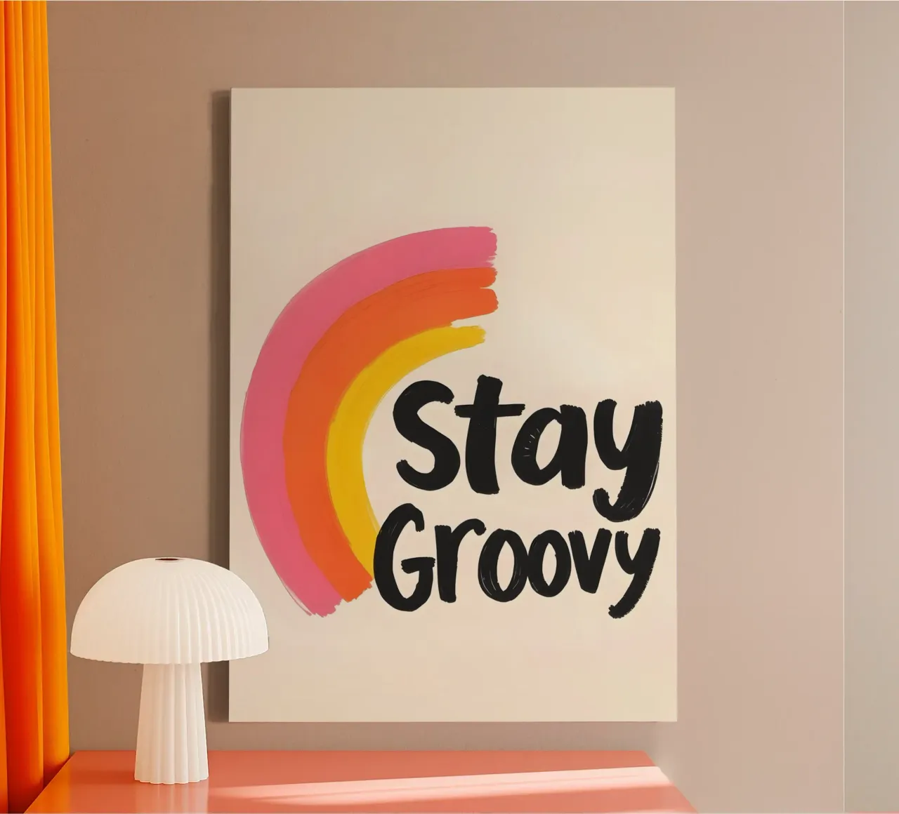 Stay Groovy - Design arcobaleno di ispirazione retrò tela con Cornice a cassetta da QuooodZ by MooodzArt