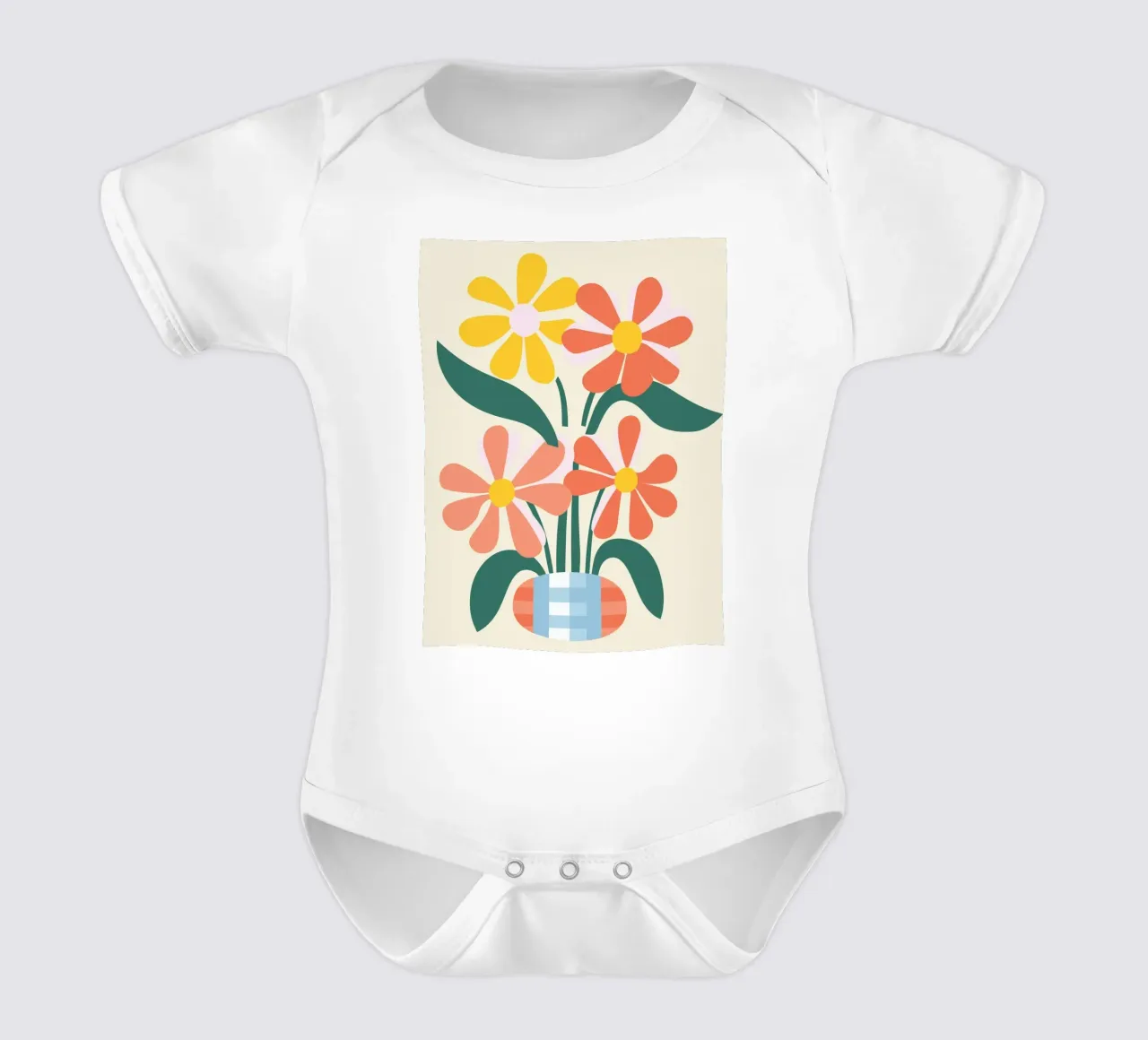 Illustrazione di un fiore allegro body neonato maniche corte da Whole©