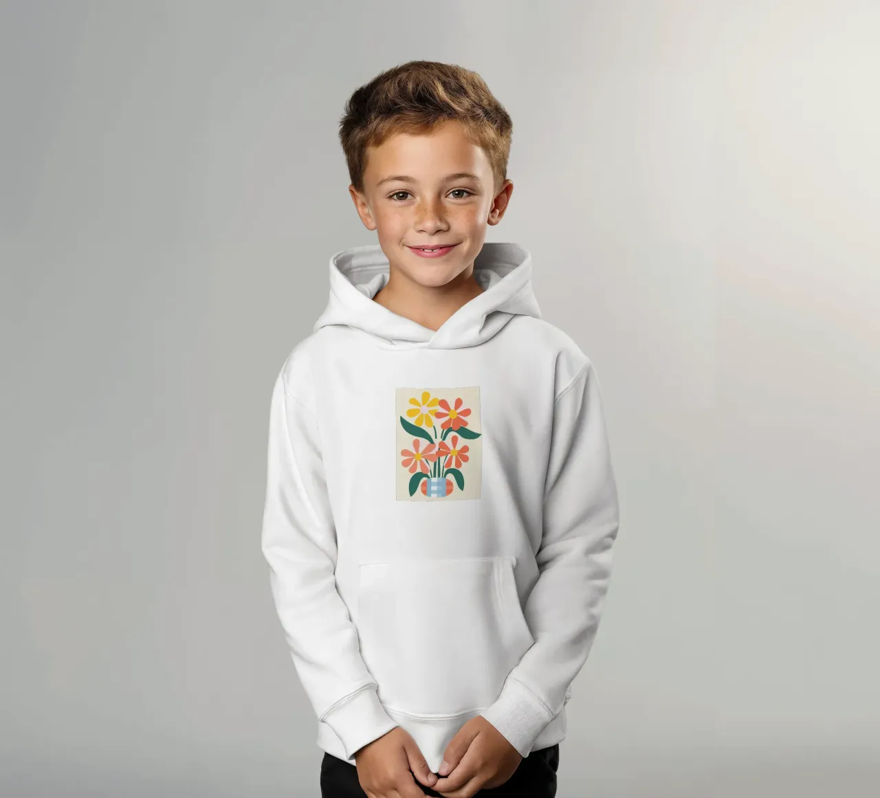 Illustrazione di un fiore allegro felpa bambino con cappuccio da Whole©