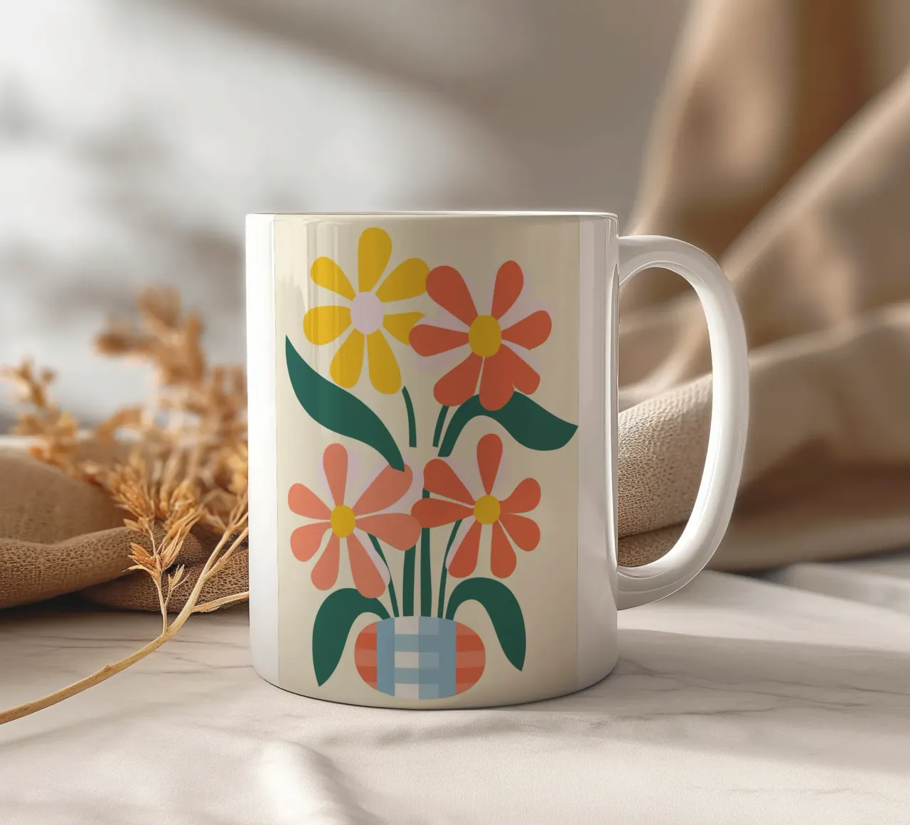 Illustrazione di un fiore allegro tazza in ceramica da Whole©