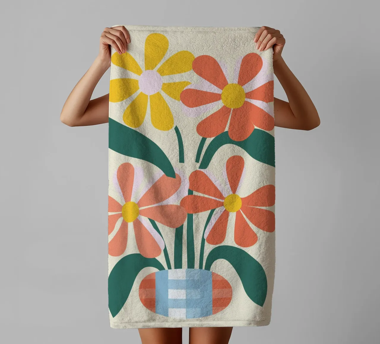 Illustrazione di un fiore allegro asciugamano da bagno da Whole©