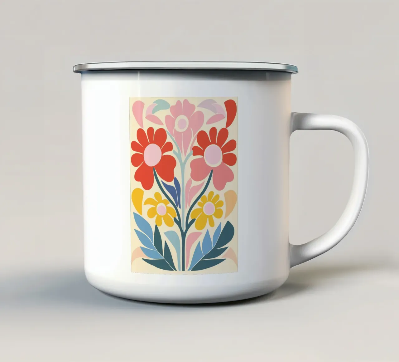 Blumenpracht Design Emaille Tasse von Whole©