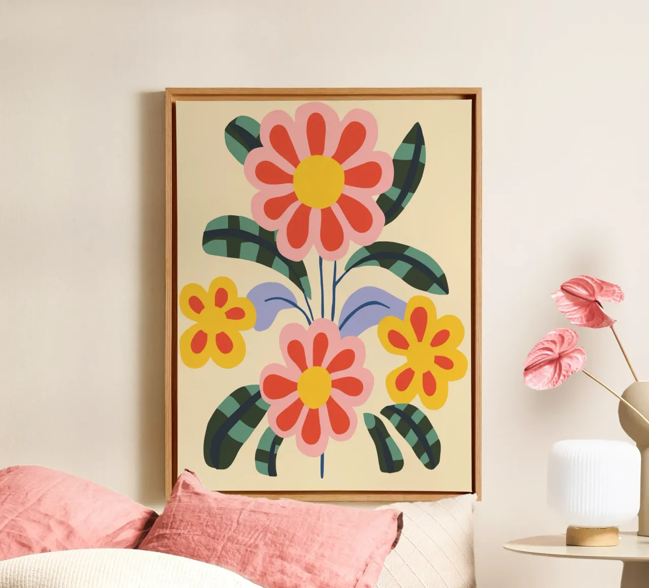 Retro flower magic canvas with Floater frame by Whole©