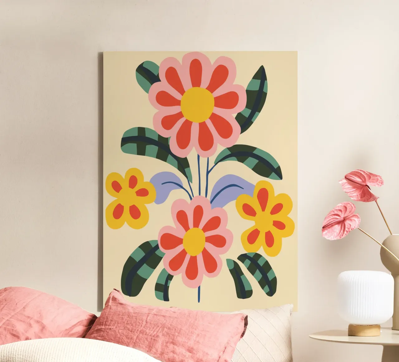 Retro flower magic canvas with Floater frame by Whole©