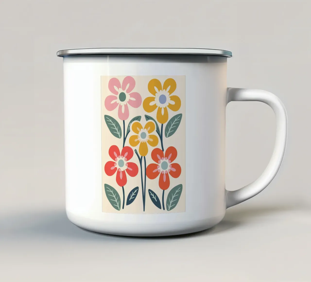 Prato fiorito look retrò tazza in smalto da Whole©