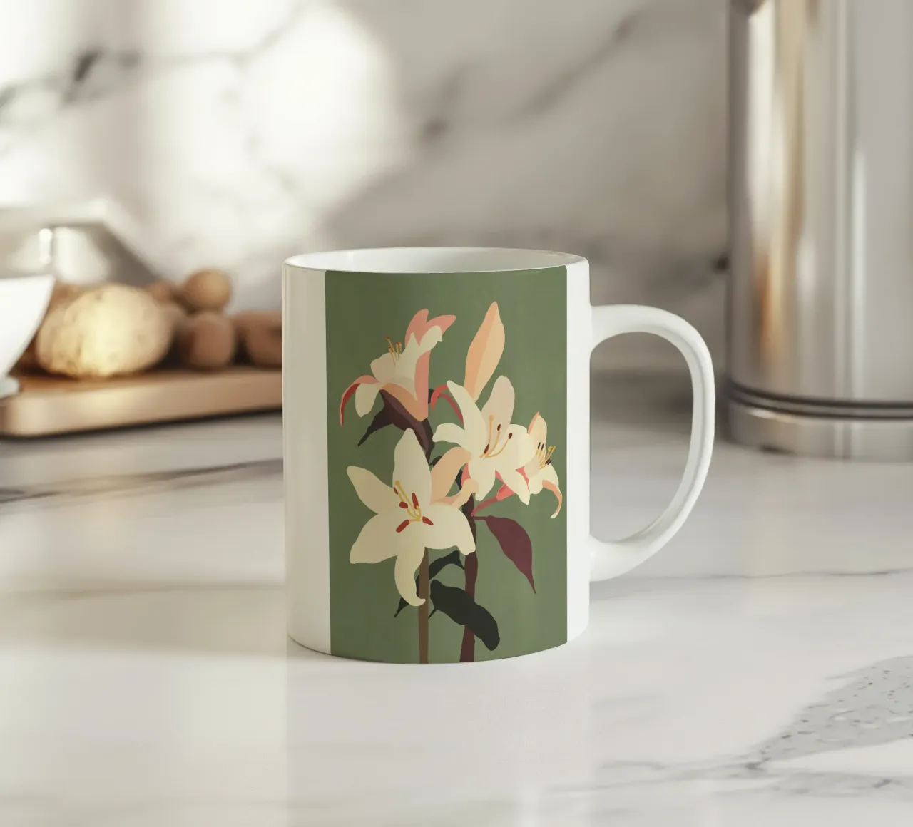 Gigli bianchi 2 tazza in ceramica da ThingDesign