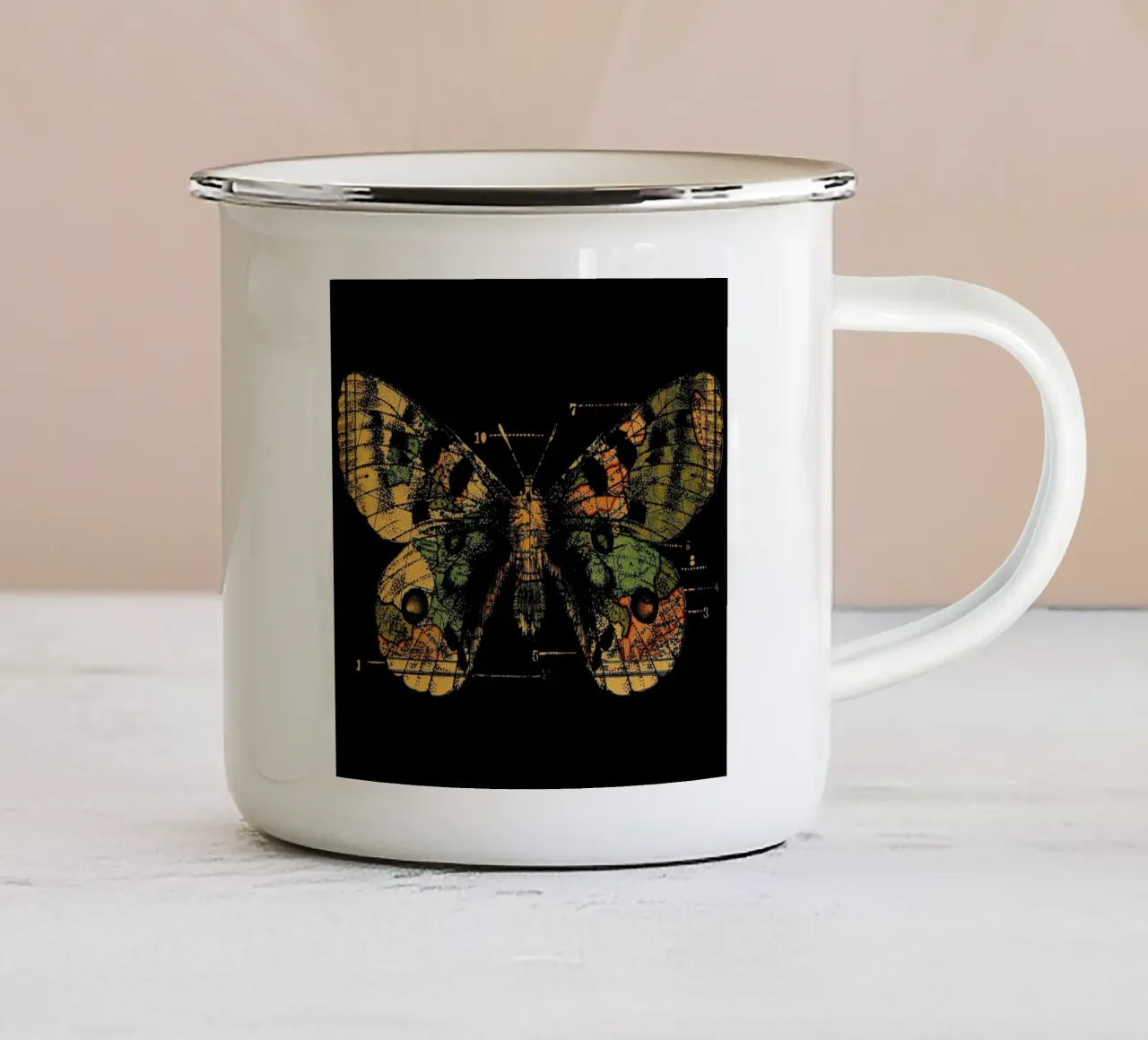 Time Flies tazza in smalto da Tobe Fonseca