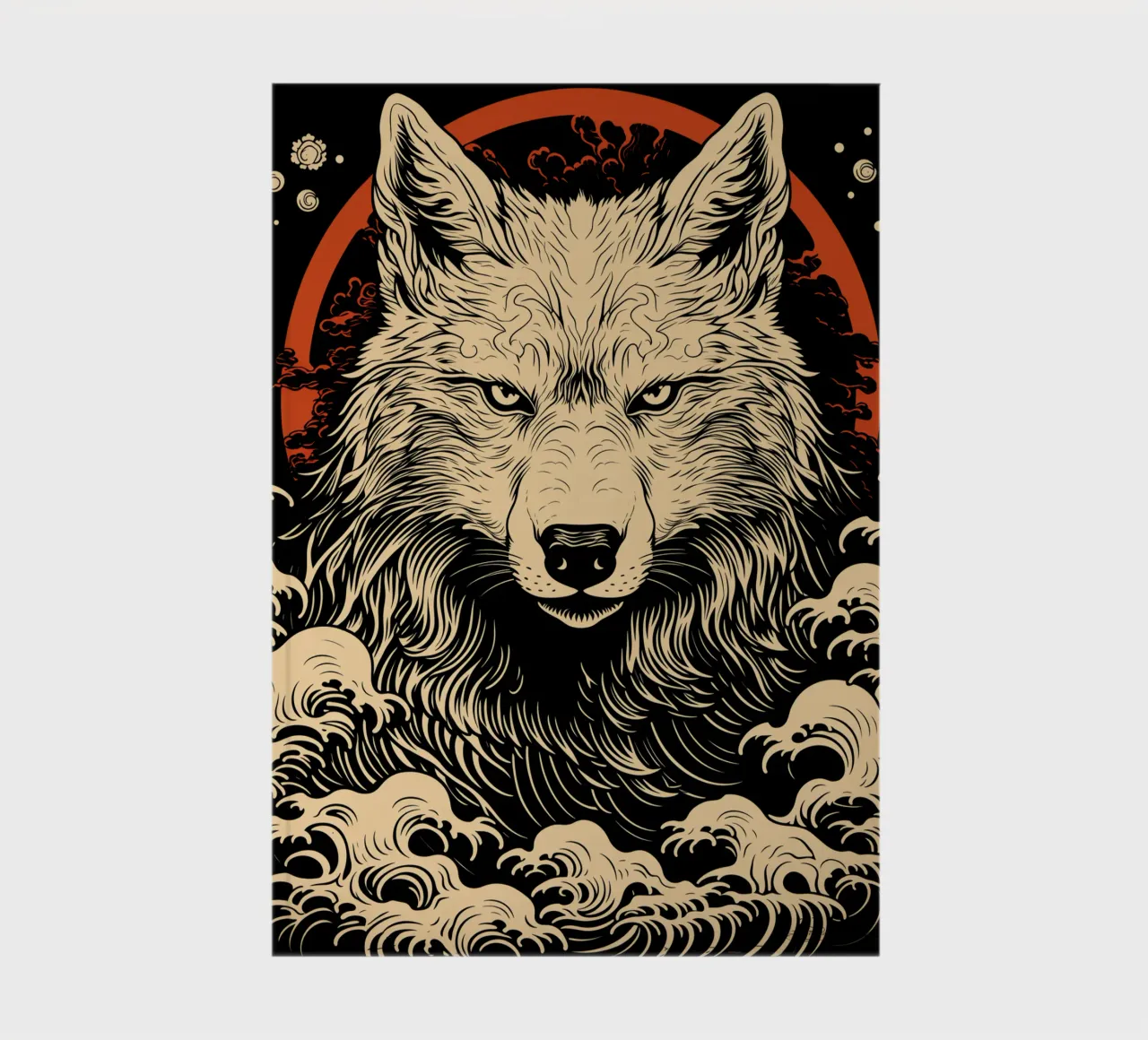 Japanese Wolfhound | Woodcut in Japandi style notebook by Autofocus