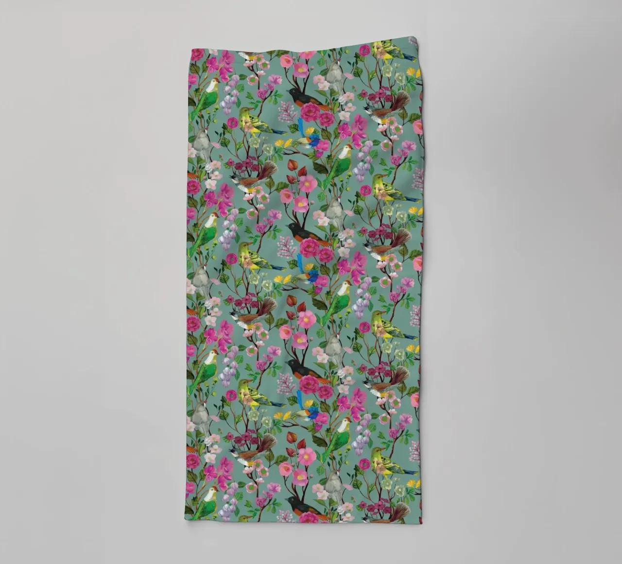 Cecilia Mok - Birds and Blooms Chinoiserie Duck Egg towel by The Artcircle