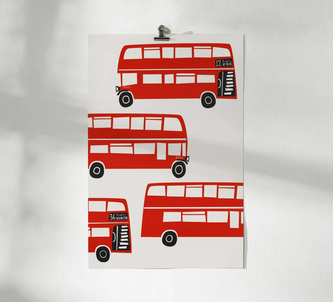 Autobus Londra poster con telaio in plastica da Fox & Velvet
