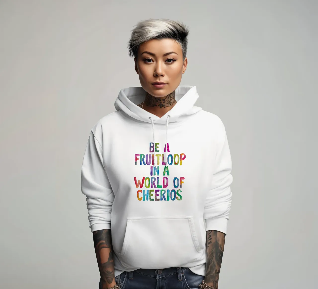 Essere un Fruitloop in un mondo di Cheerios felpa con cappuccio da THE MOTIVATED TYPE