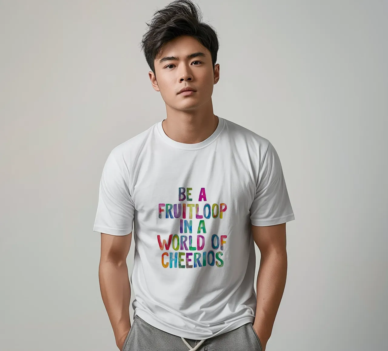 Wees een Fruitloop in een wereld vol Cheerios t-shirt van THE MOTIVATED TYPE