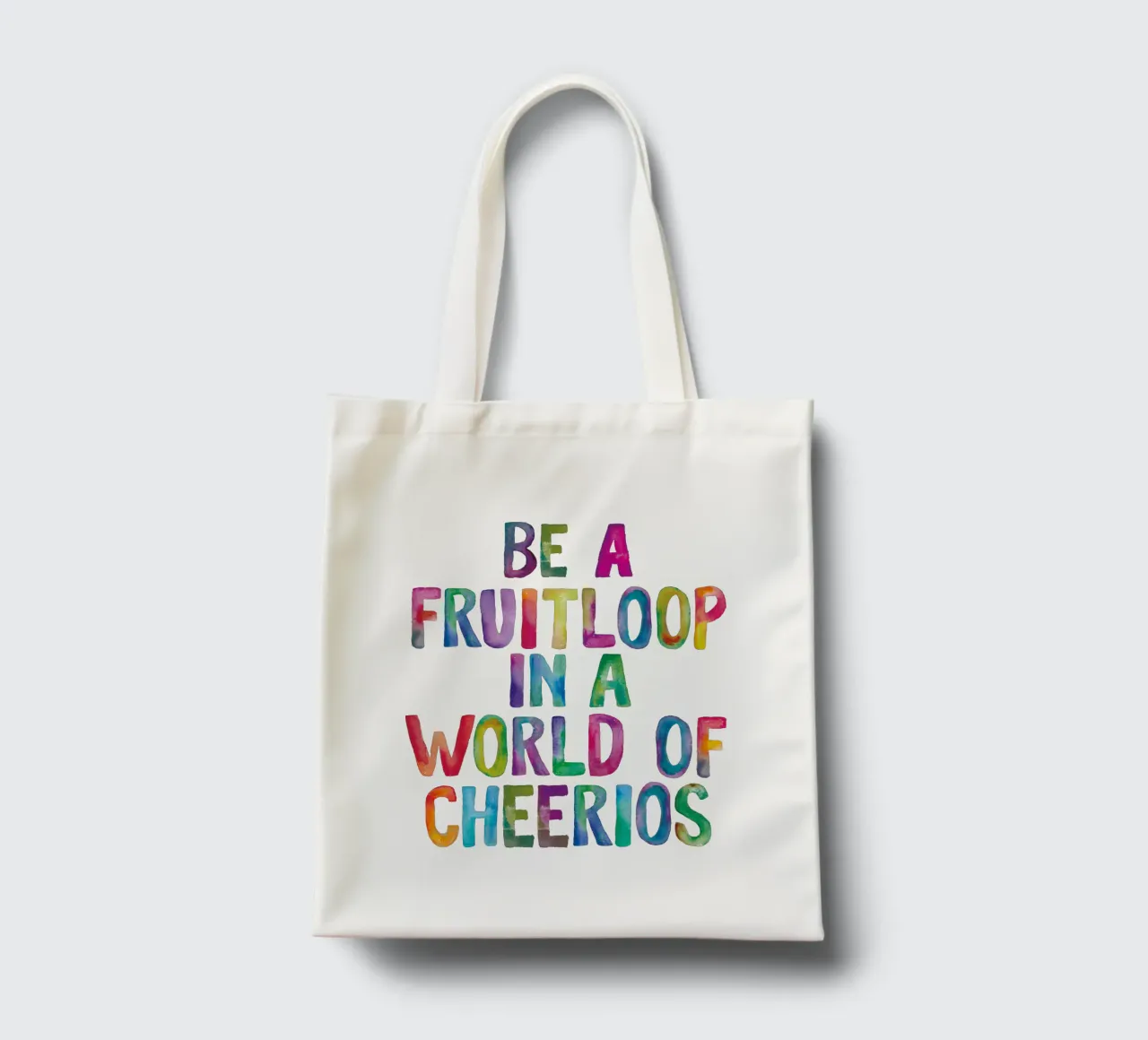 Essere un Fruitloop in un mondo di Cheerios borsa in juta da THE MOTIVATED TYPE