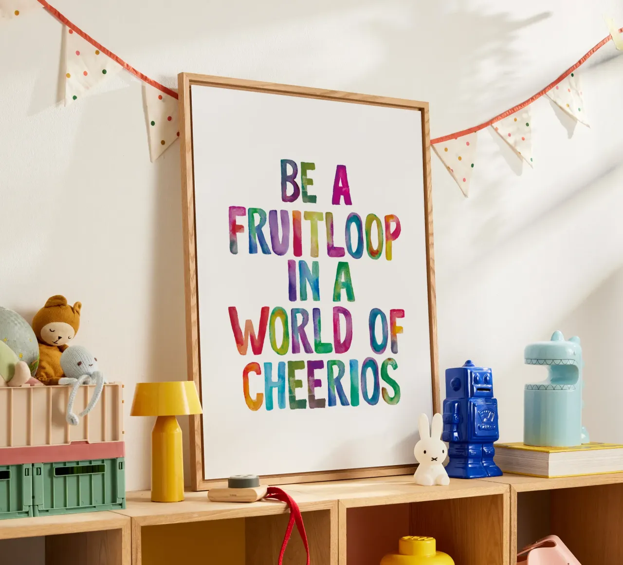 Be A Fruitloop in a World of Cheerios acrylic glass by THE MOTIVATED TYPE