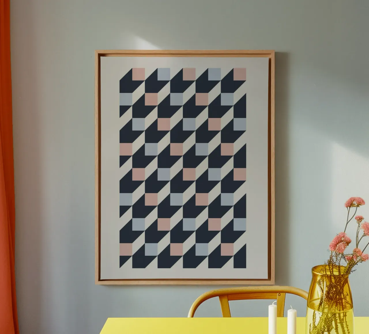 geometric pattern canvas with Floater frame by ramosashop