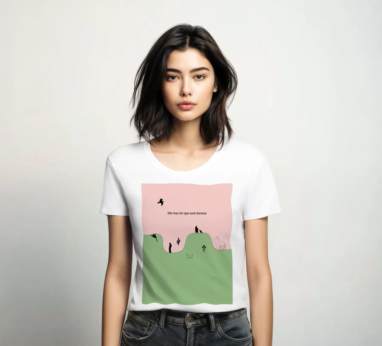 life has its ups and downs t-shirt da donna da natural neutral