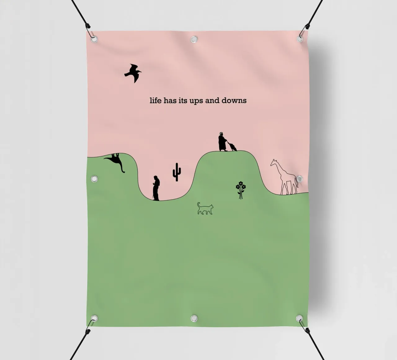 life has its ups and downs telo in pvc da natural neutral