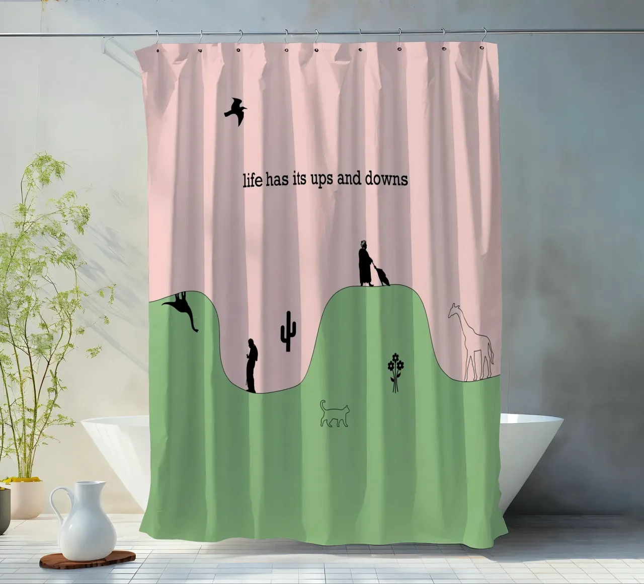 life has its ups and downs tenda da doccia da natural neutral