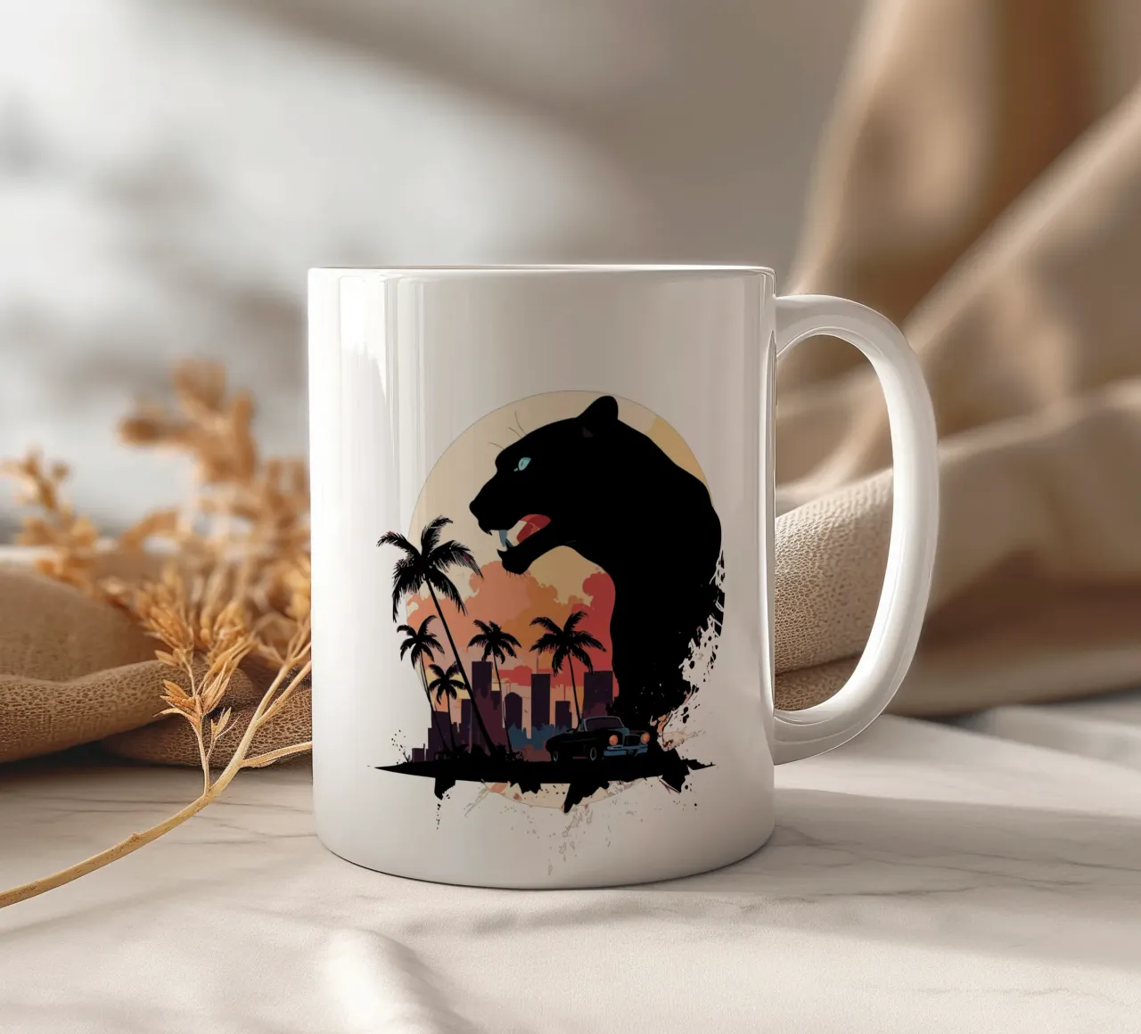 CIty panther tazza in ceramica da artdesign1985