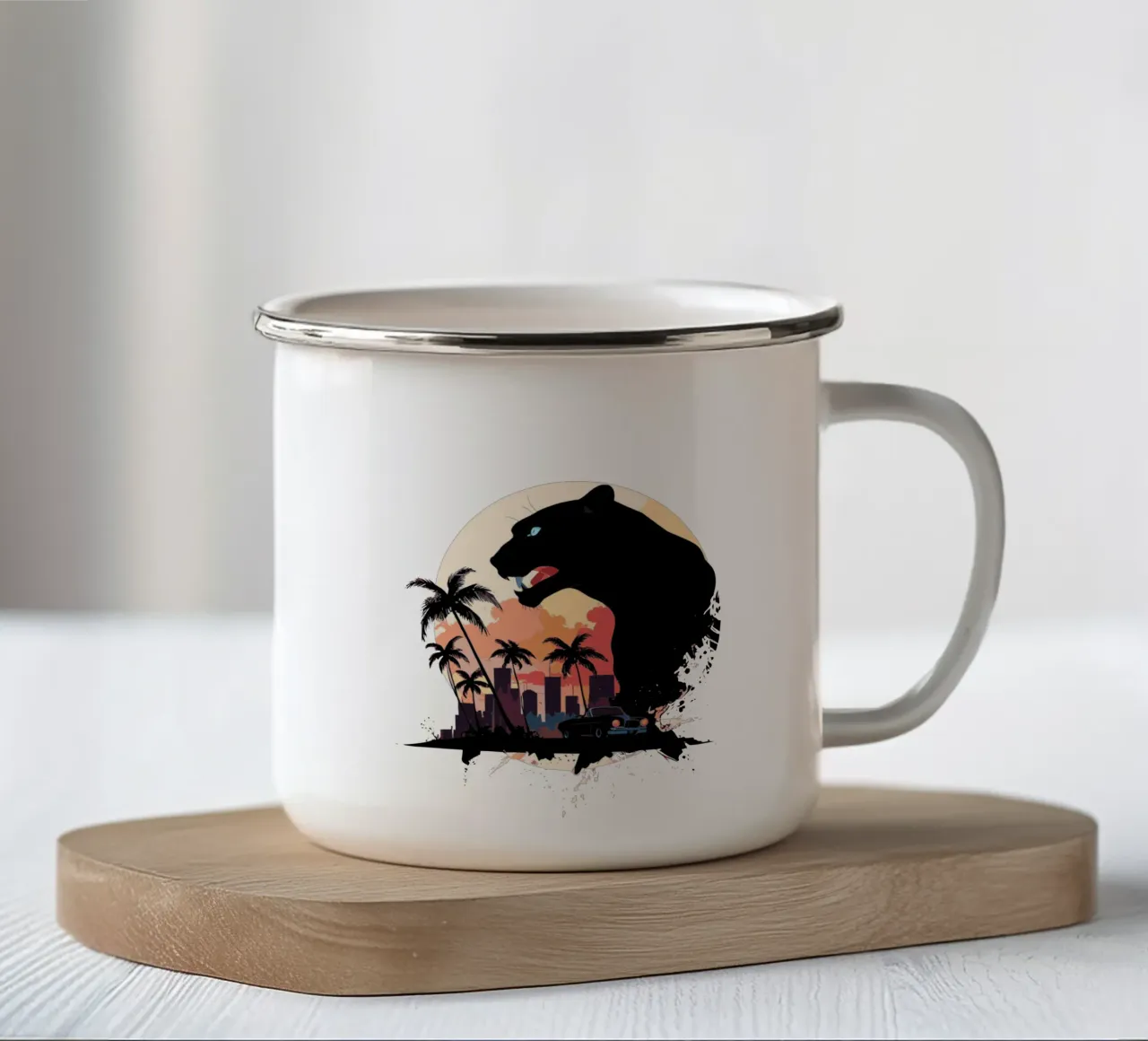 CIty panther tazza in smalto da artdesign1985