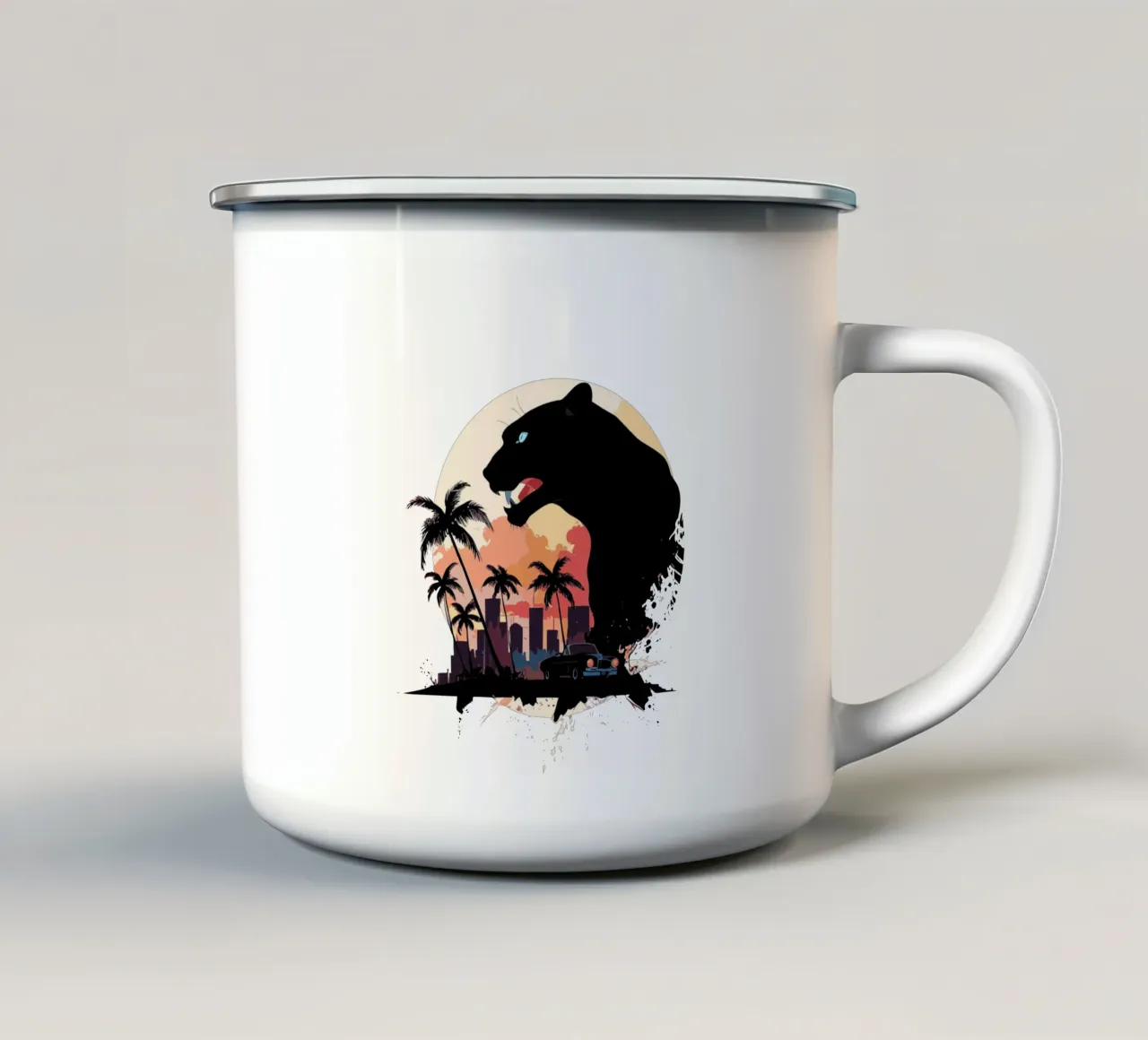 CIty panther tazza in smalto da artdesign1985