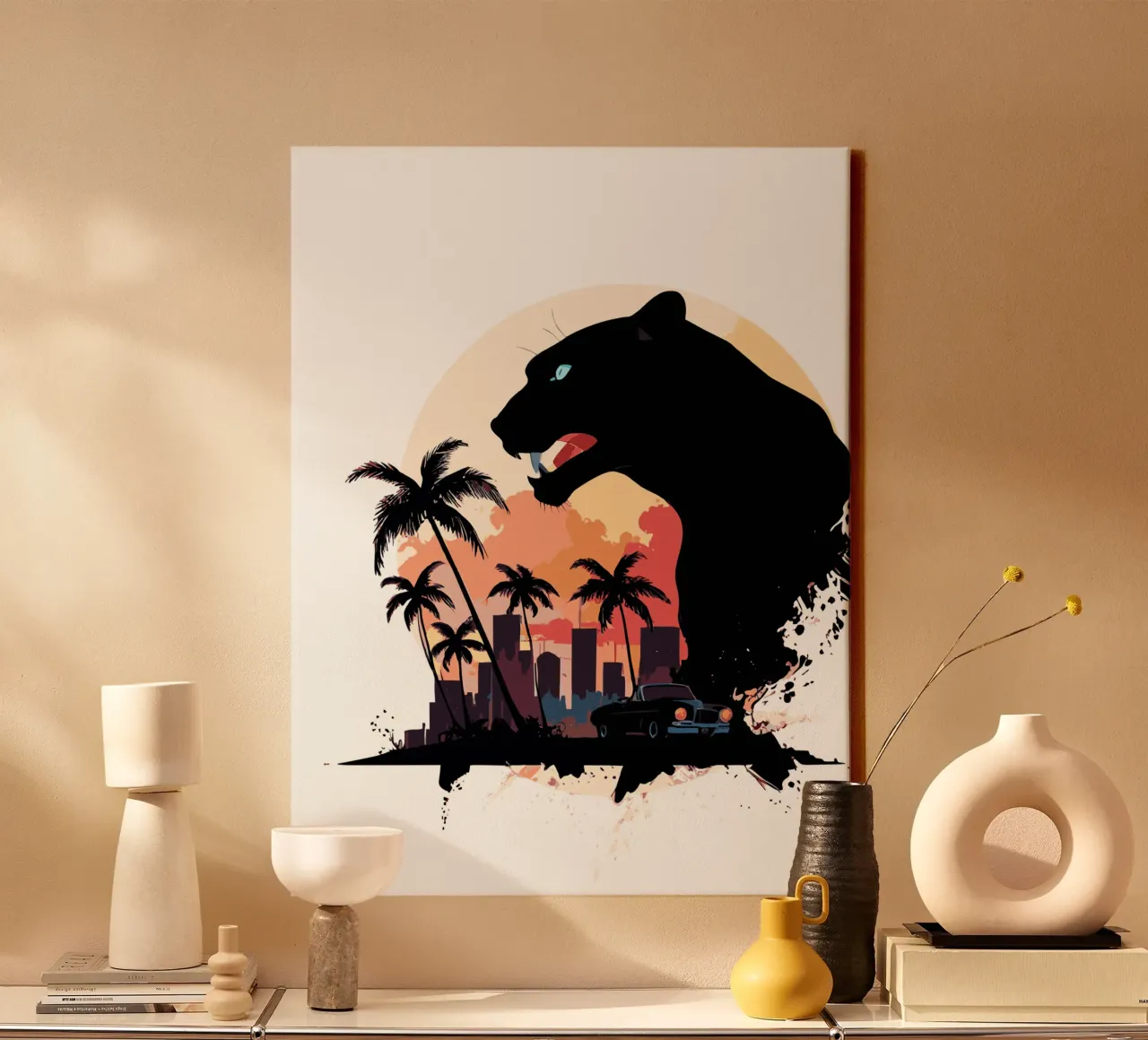 CIty panther tela con Cornice a cassetta da artdesign1985
