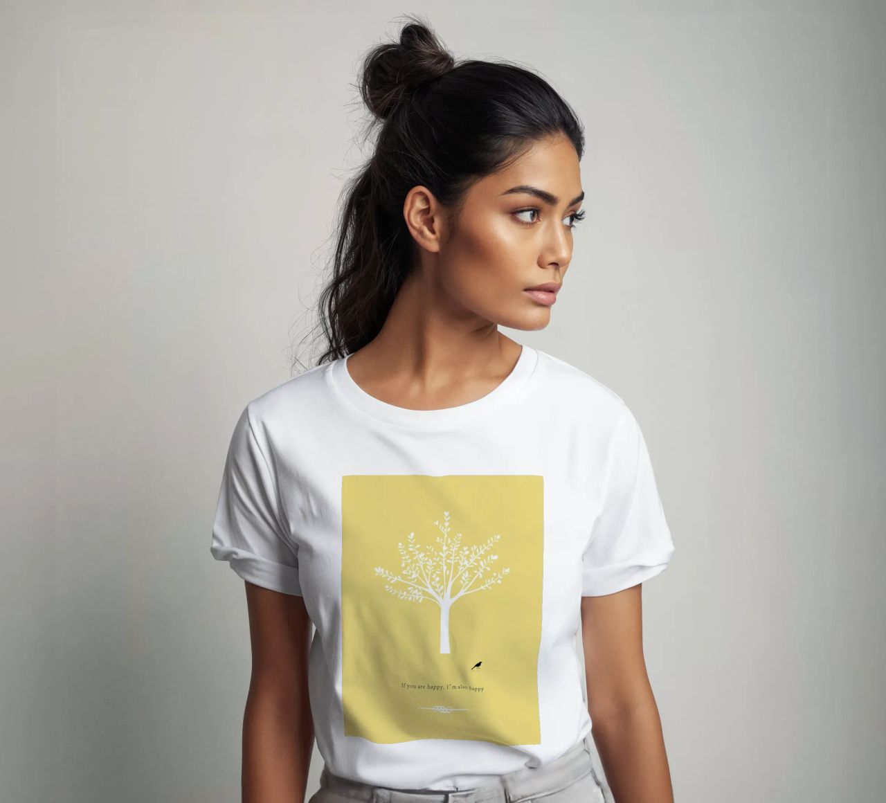Tree and bird t-shirt de natural neutral