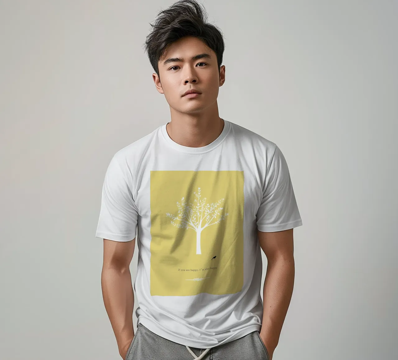 Tree and bird t-shirt da natural neutral