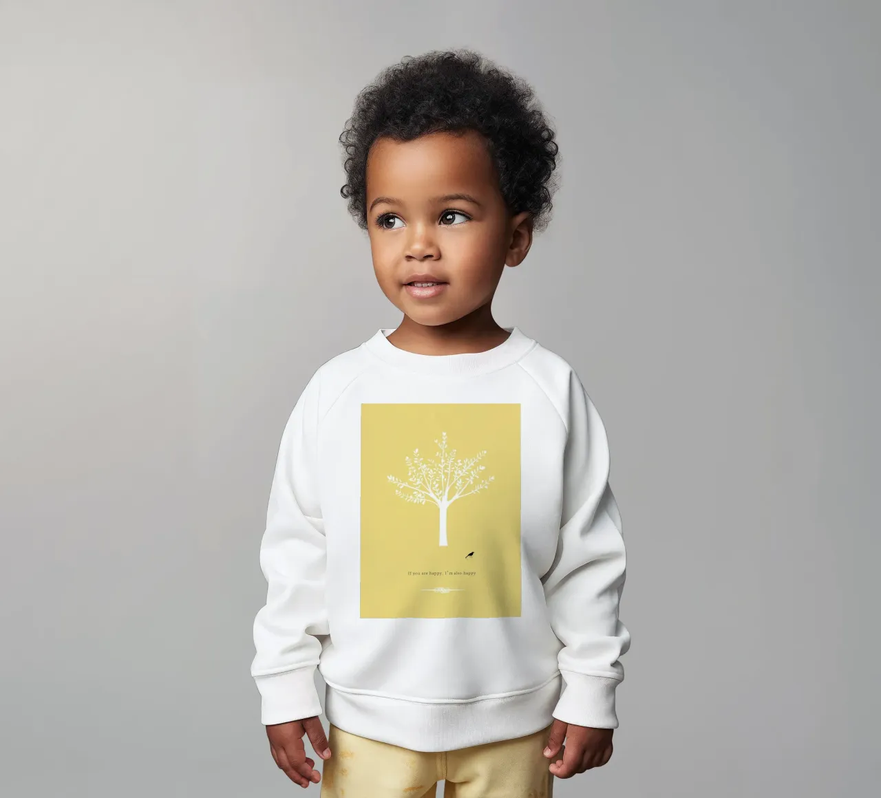 Tree and bird baby sweatshirt by natural neutral
