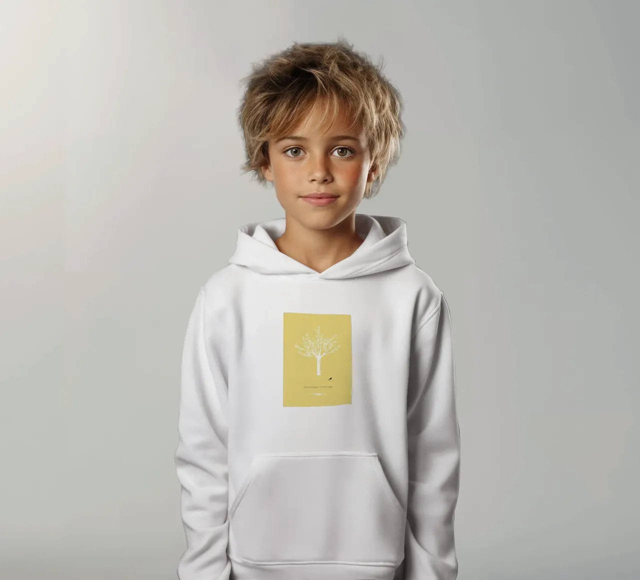 Tree and bird sudadera con capucha para niño de natural neutral