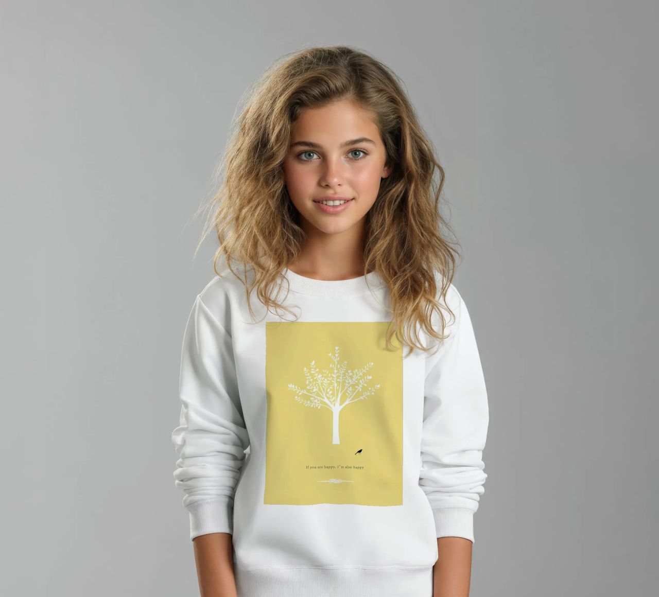 Tree and bird felpa bambino da natural neutral