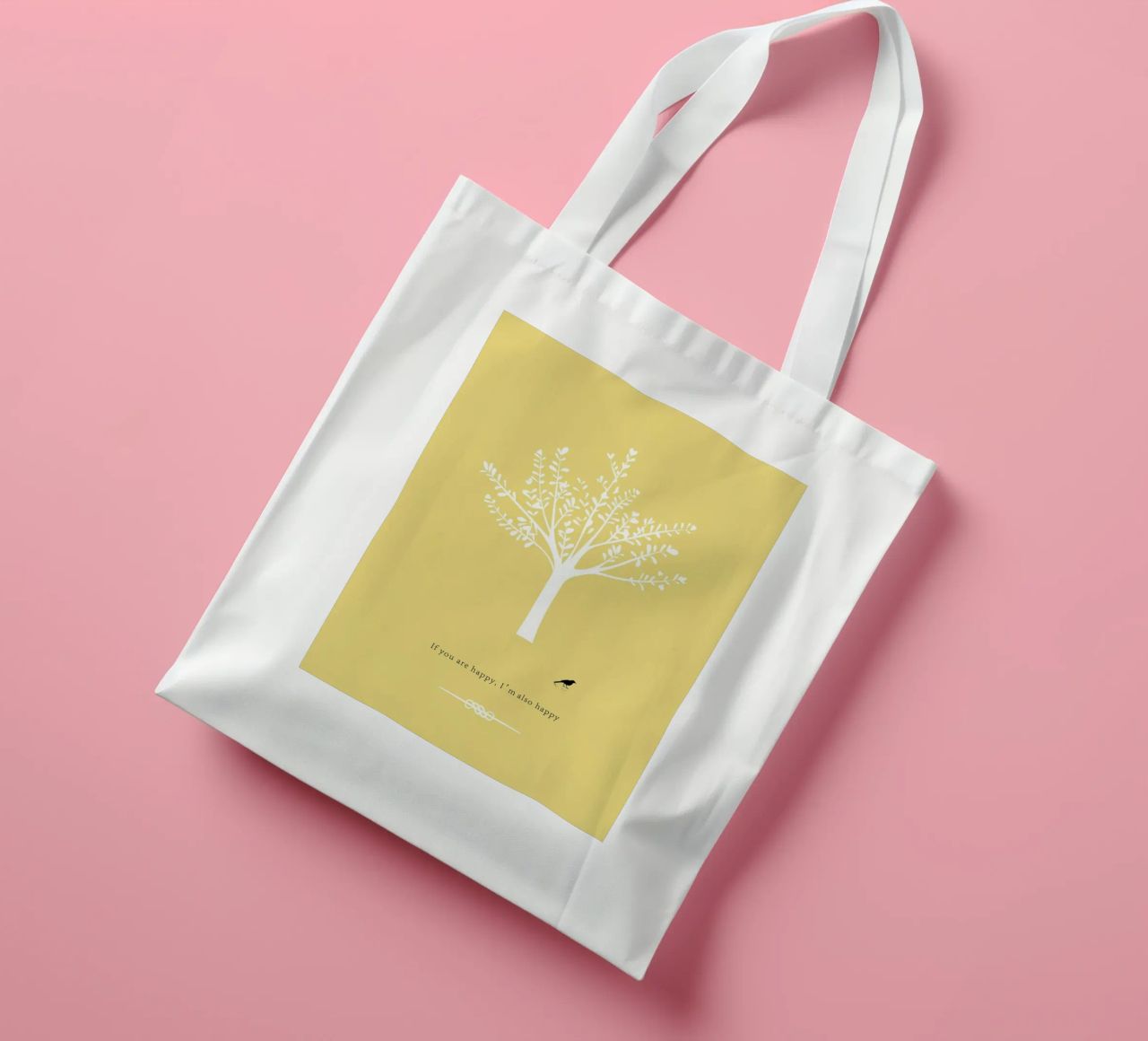 Tree and bird borsa in juta da natural neutral