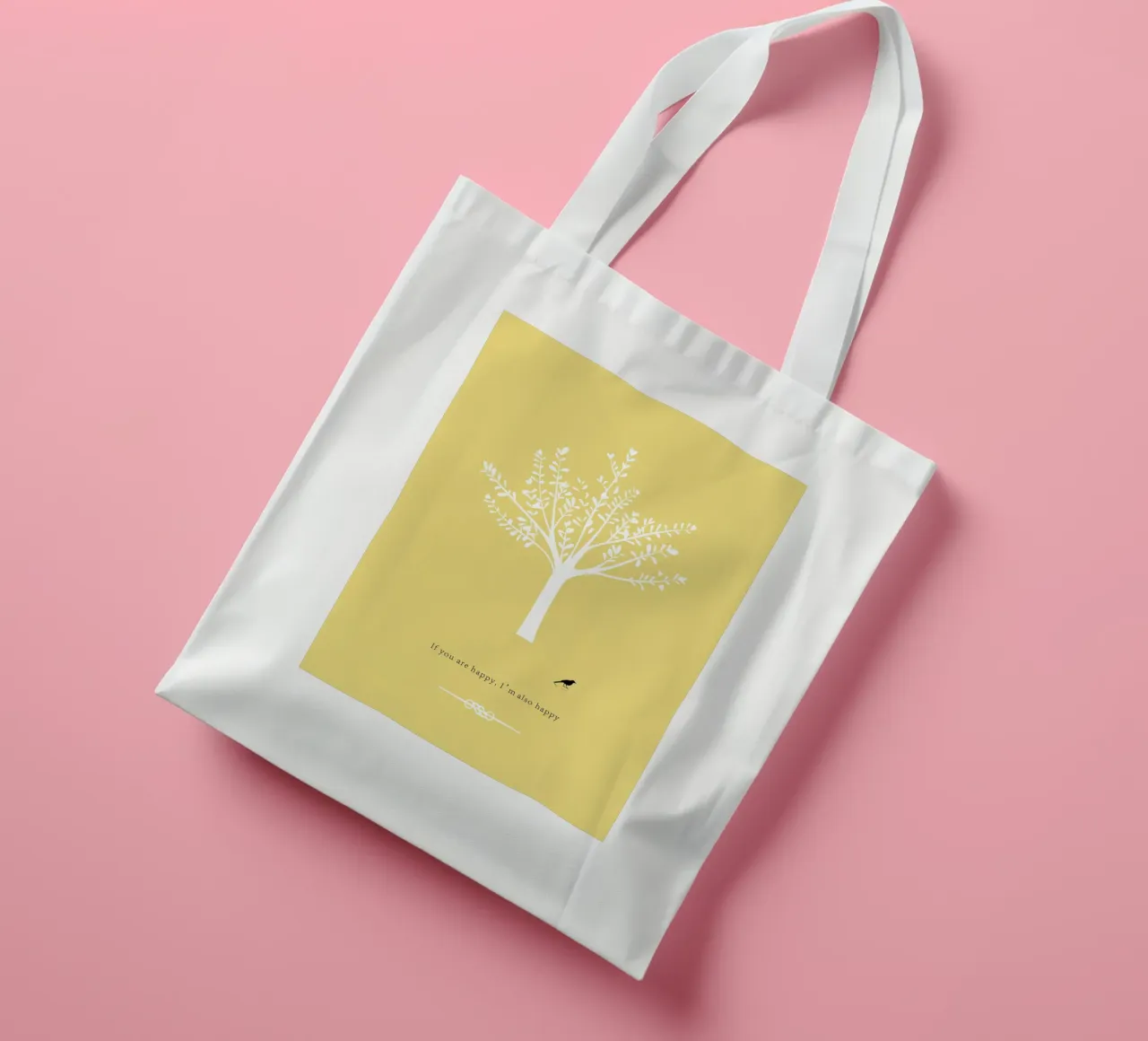 Tree and bird borsa in juta da natural neutral