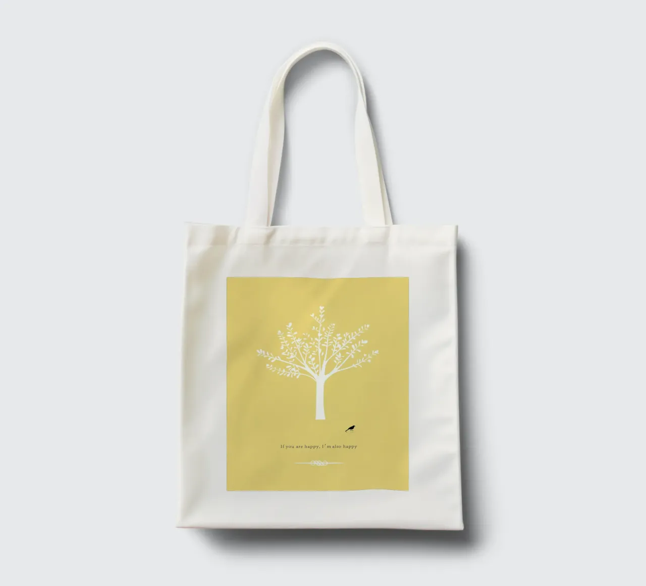 Tree and bird borsa in juta da natural neutral