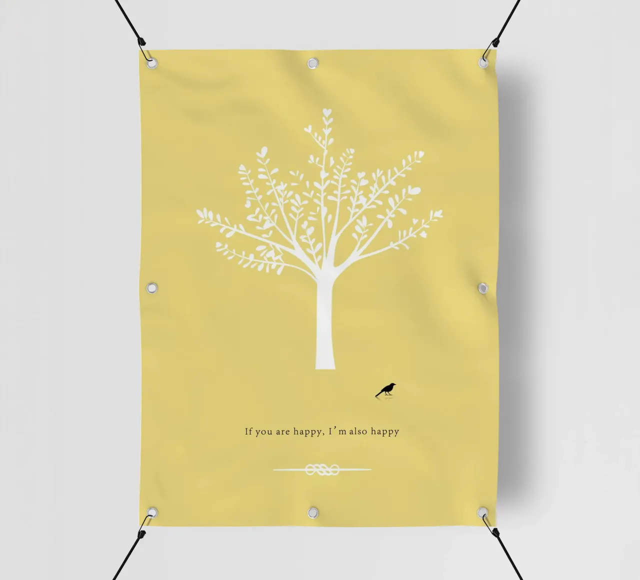 Tree and bird telo in pvc da natural neutral