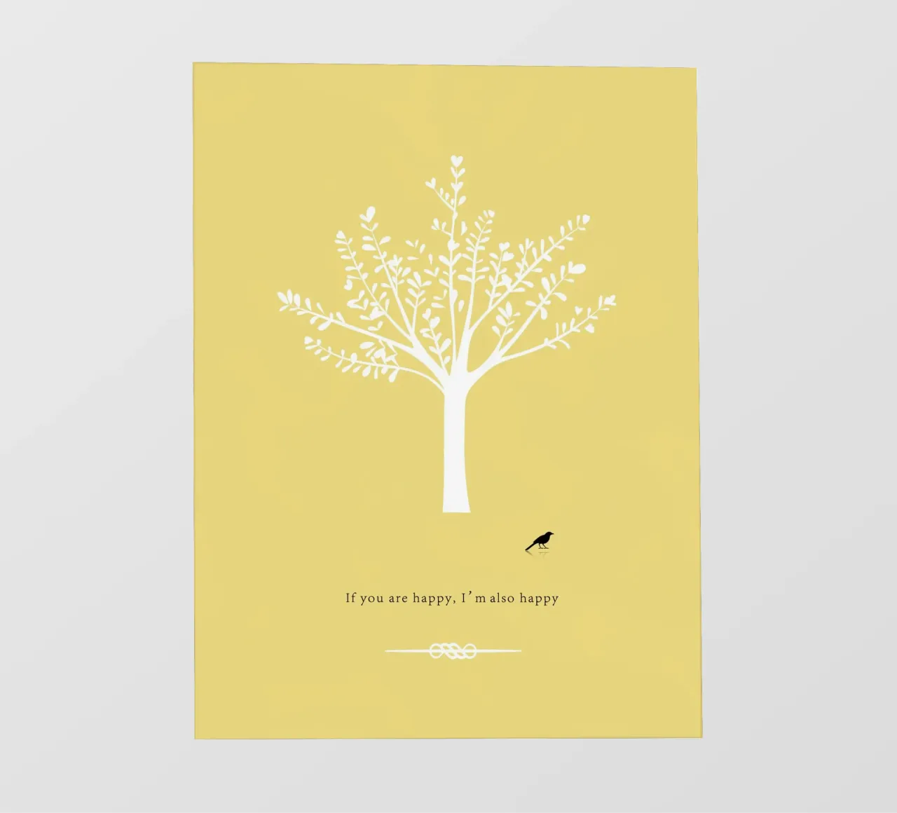 Tree and bird PVC Plane von natural neutral