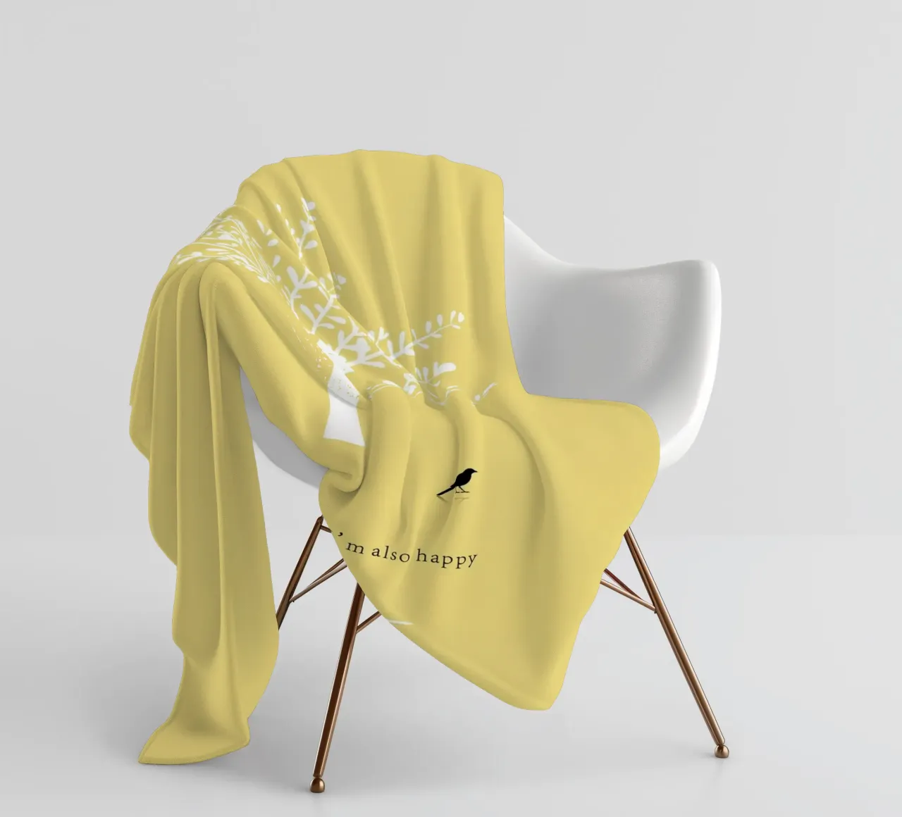 Tree and bird coperta in pile da natural neutral