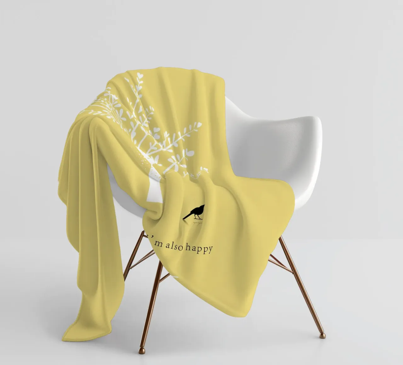 Tree and bird coperta in pile da natural neutral