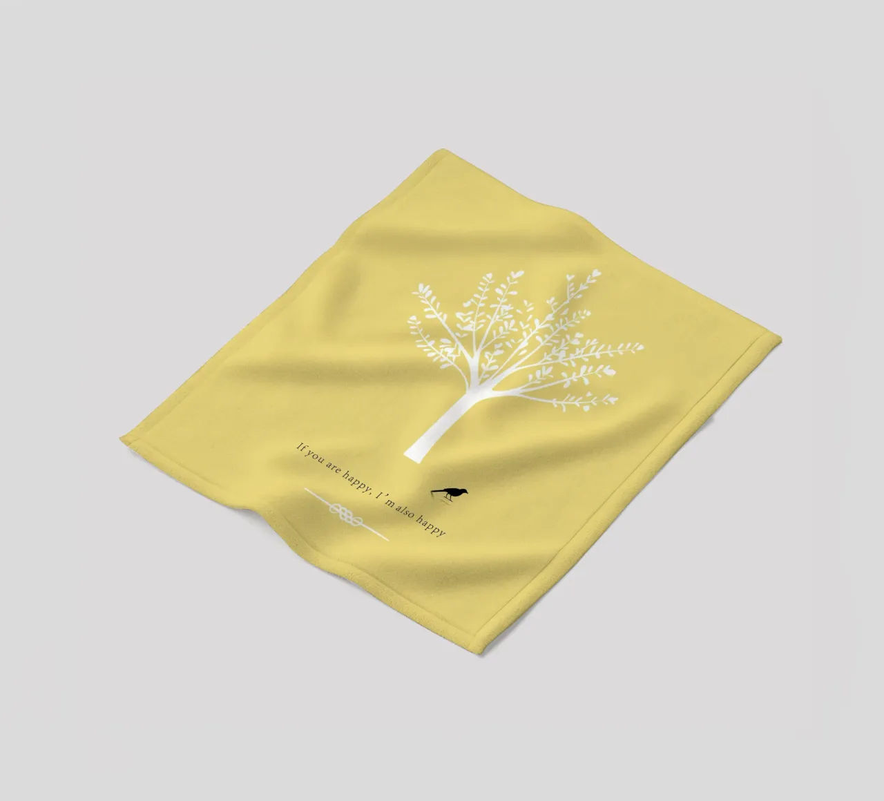 Tree and bird coperta in pile da natural neutral